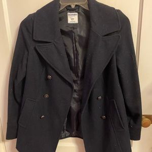 Navy Pea Coat with Gold Buttons